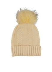 Cashmere Knitted Beanie with Removable Fur Pom - paulamariecollection