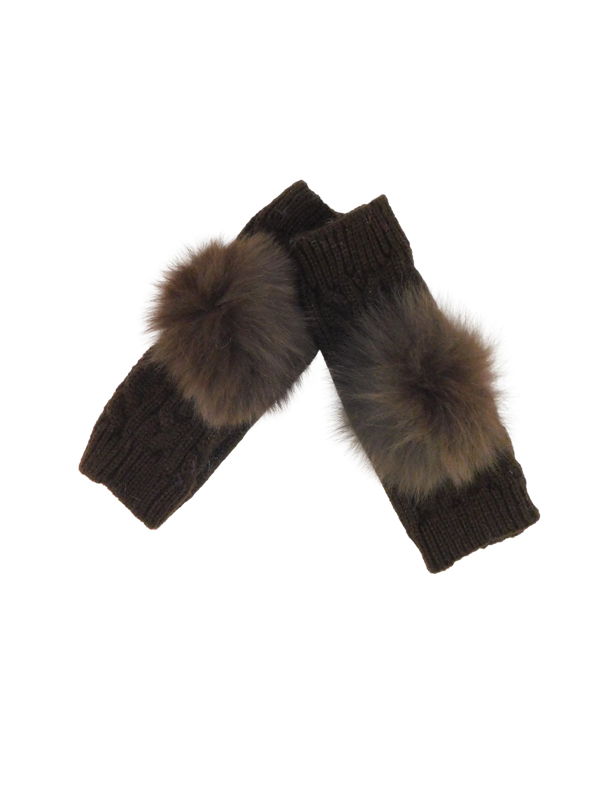 Fingerless Gloves with Fox Fur Pom - paulamariecollection