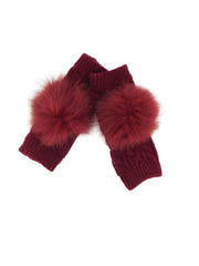 Fingerless Gloves with Fox Fur Pom - paulamariecollection