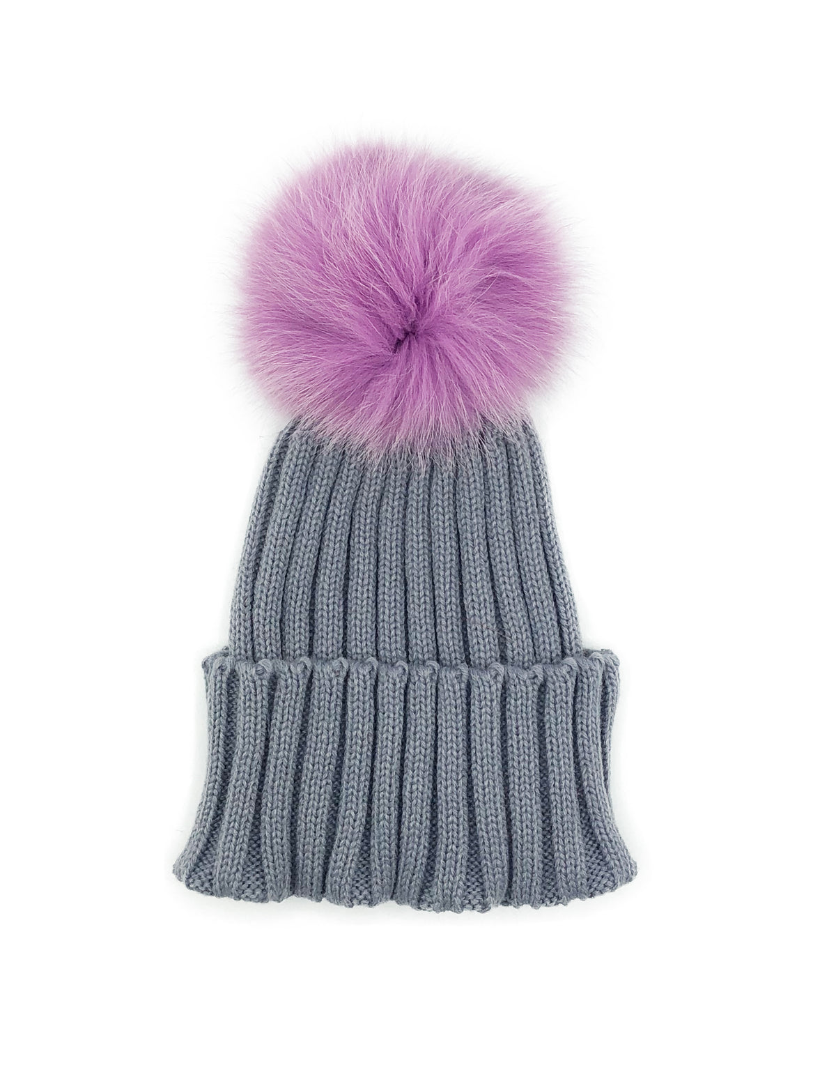 Knitted Beanie with Dyed Fox Fur Pom - paulamariecollection