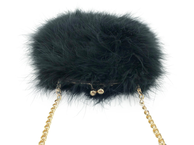 Feathered Handbag with Chain Strap - paulamariecollection