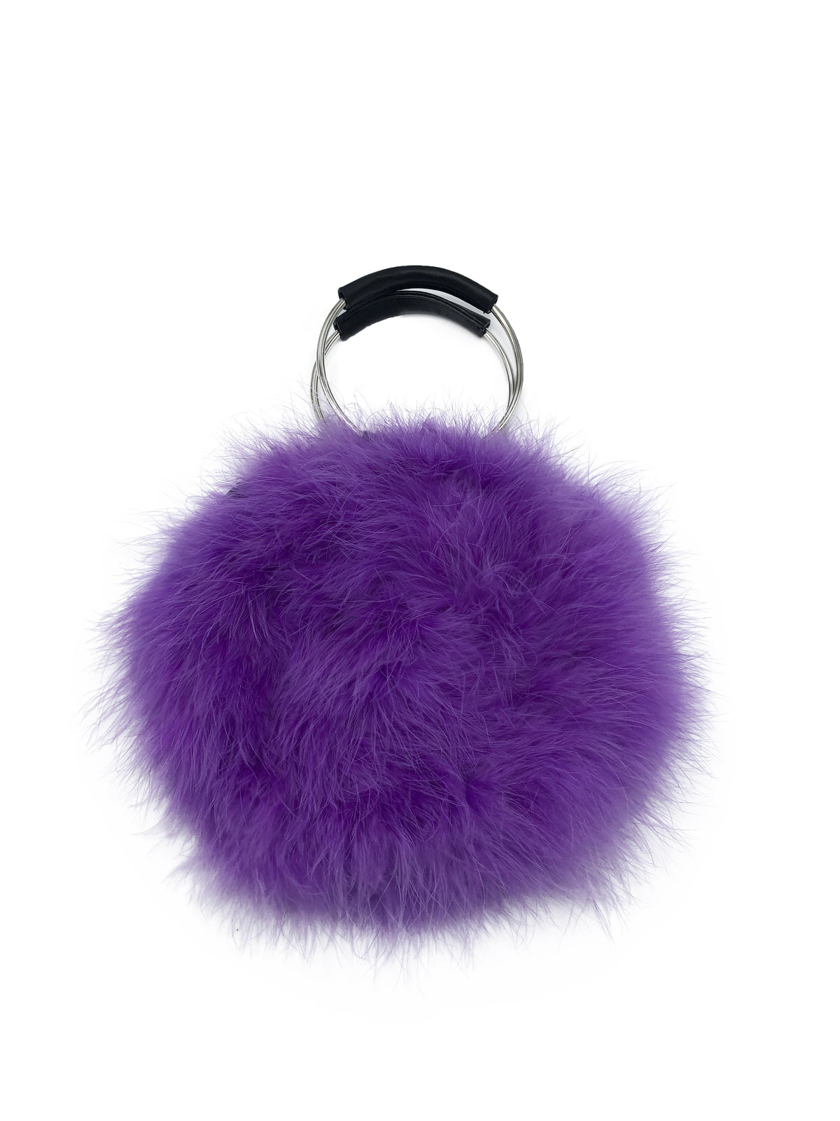 Feathered Handbag with Hoop Handle and Chain - paulamariecollection