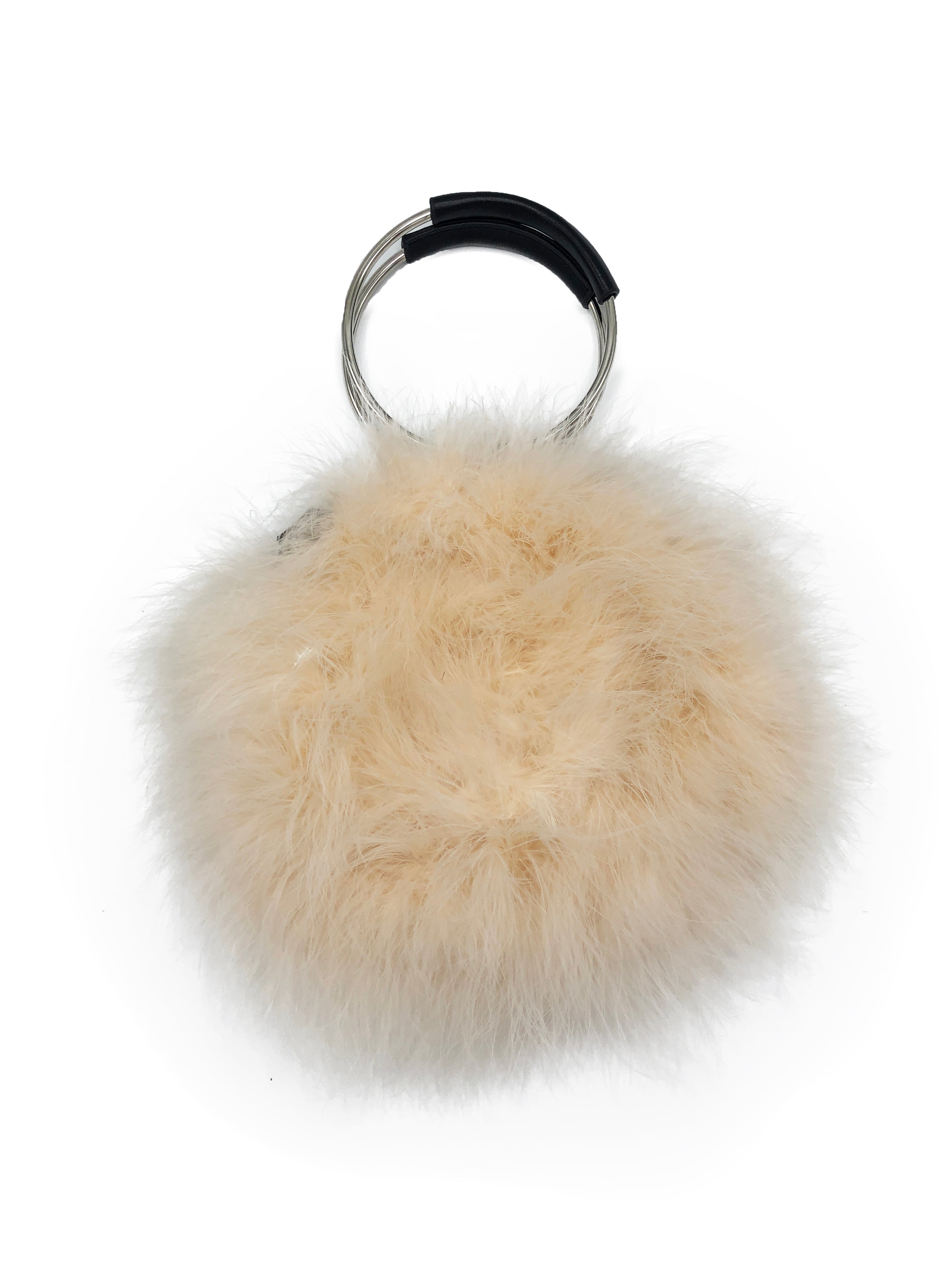 Feathered Handbag with Hoop Handle and Chain - paulamariecollection