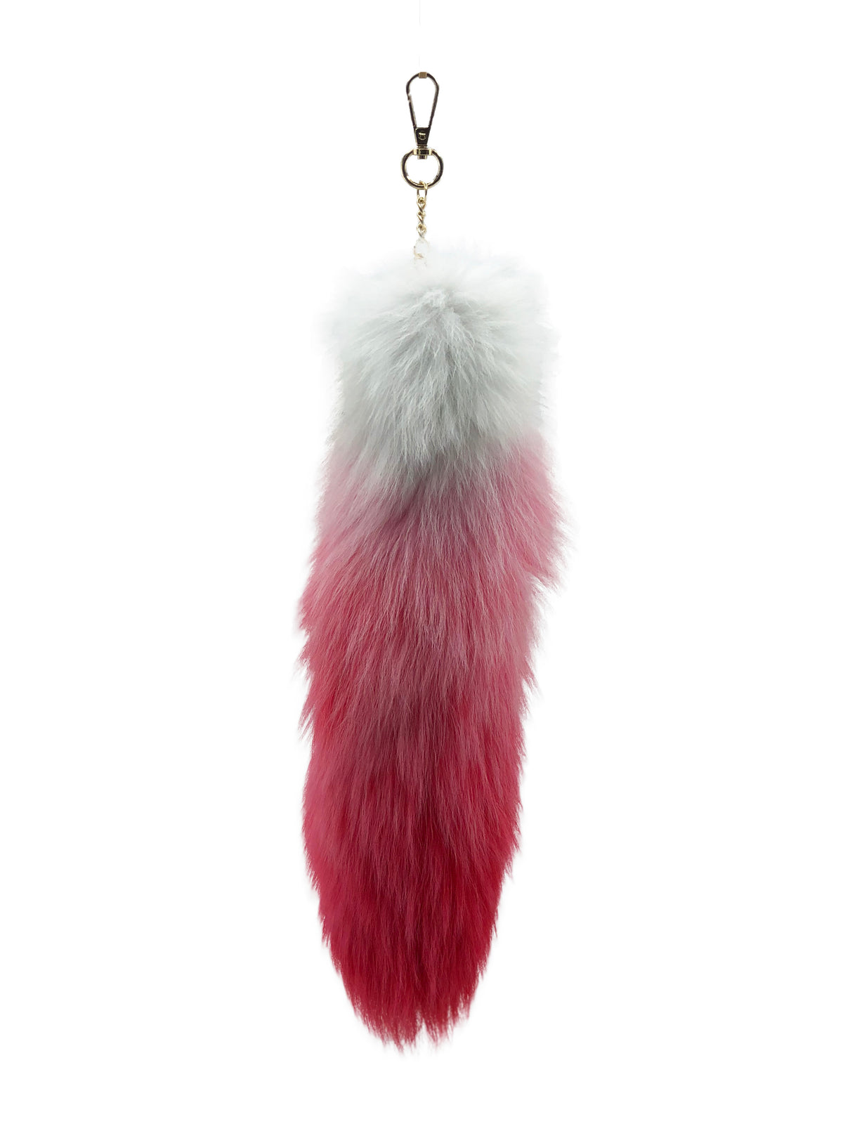 Red and White Clip-on Fox Tail Keychain - paulamariecollection