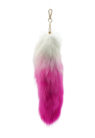 Multicolor Fox Fur Pom Pom Keychain - paulamariecollection