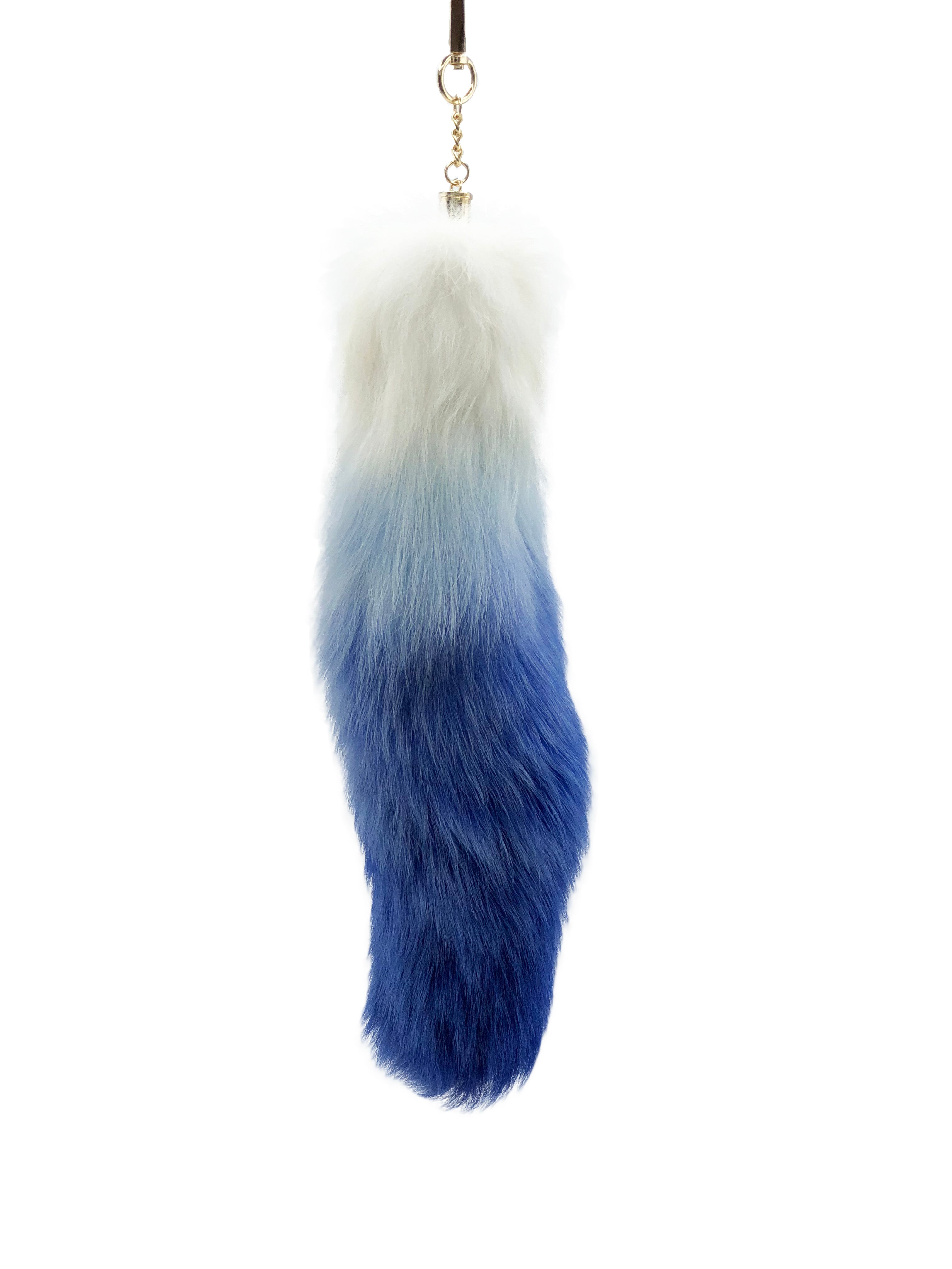Imitation Fox Tail Keychain: Blue