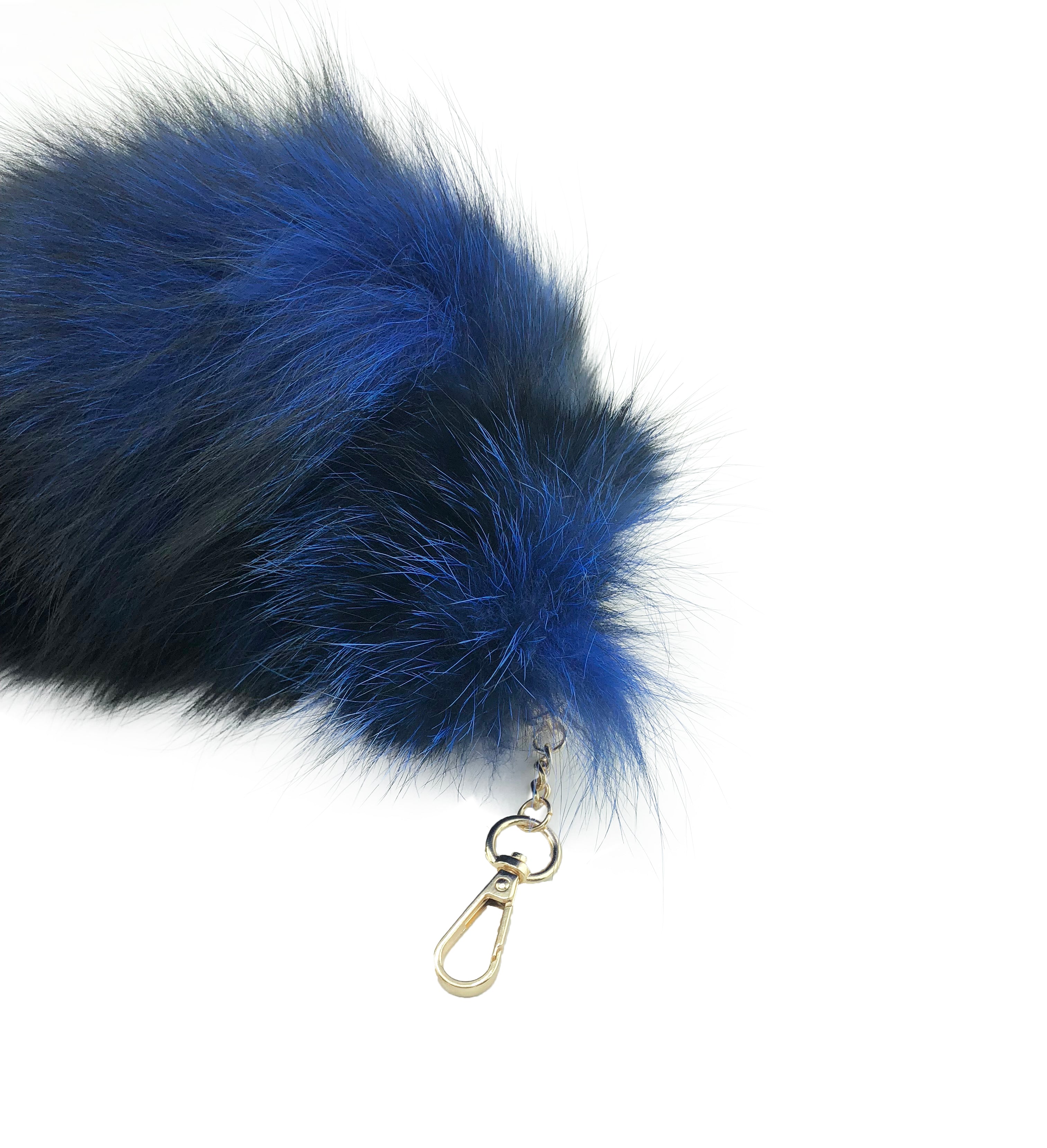 Imitation Fox Tail Keychain: Blue