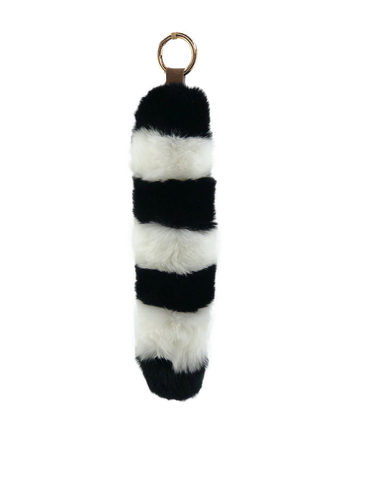Rex Rabbit Fur Striped Clip-on Keychain - paulamariecollection