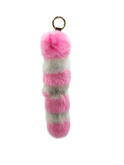 Rex Rabbit Fur Striped Clip-on Keychain - paulamariecollection