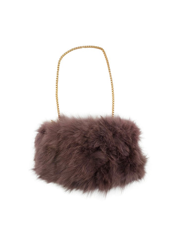 Fox Fur Muff Handbag with Gold Chain - paulamariecollection