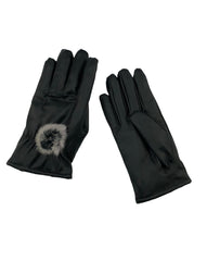 Leather Look Gloves with Fox Fur Pom - paulamariecollection