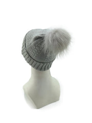 Cashmere Knitted Beanie with Removable Fur Pom - paulamariecollection