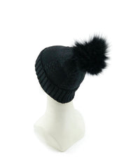Cashmere Knitted Beanie with Removable Fur Pom - paulamariecollection