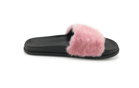 Pink Mink Fur Slides - paulamariecollection