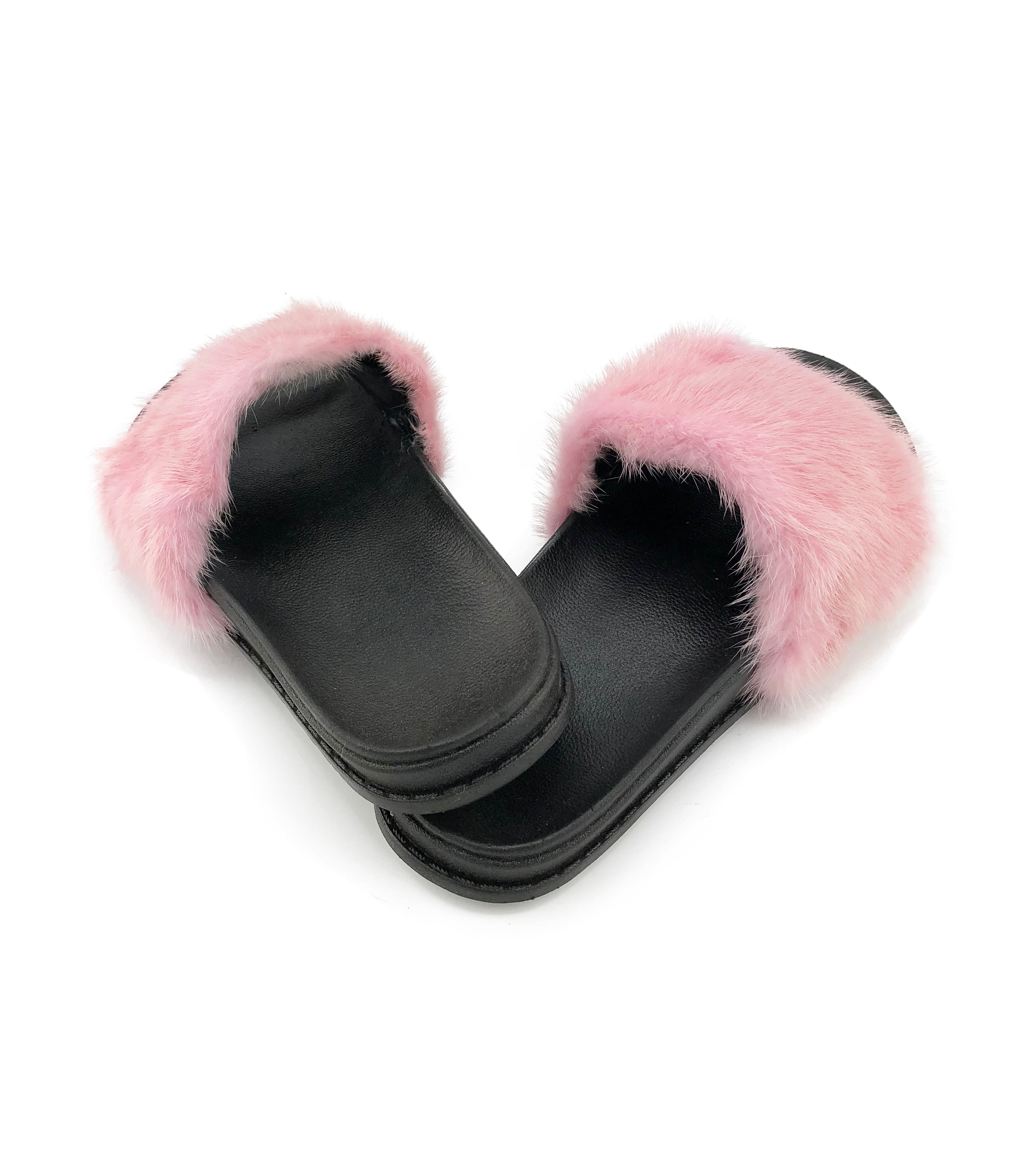 pink mink fur slippers
