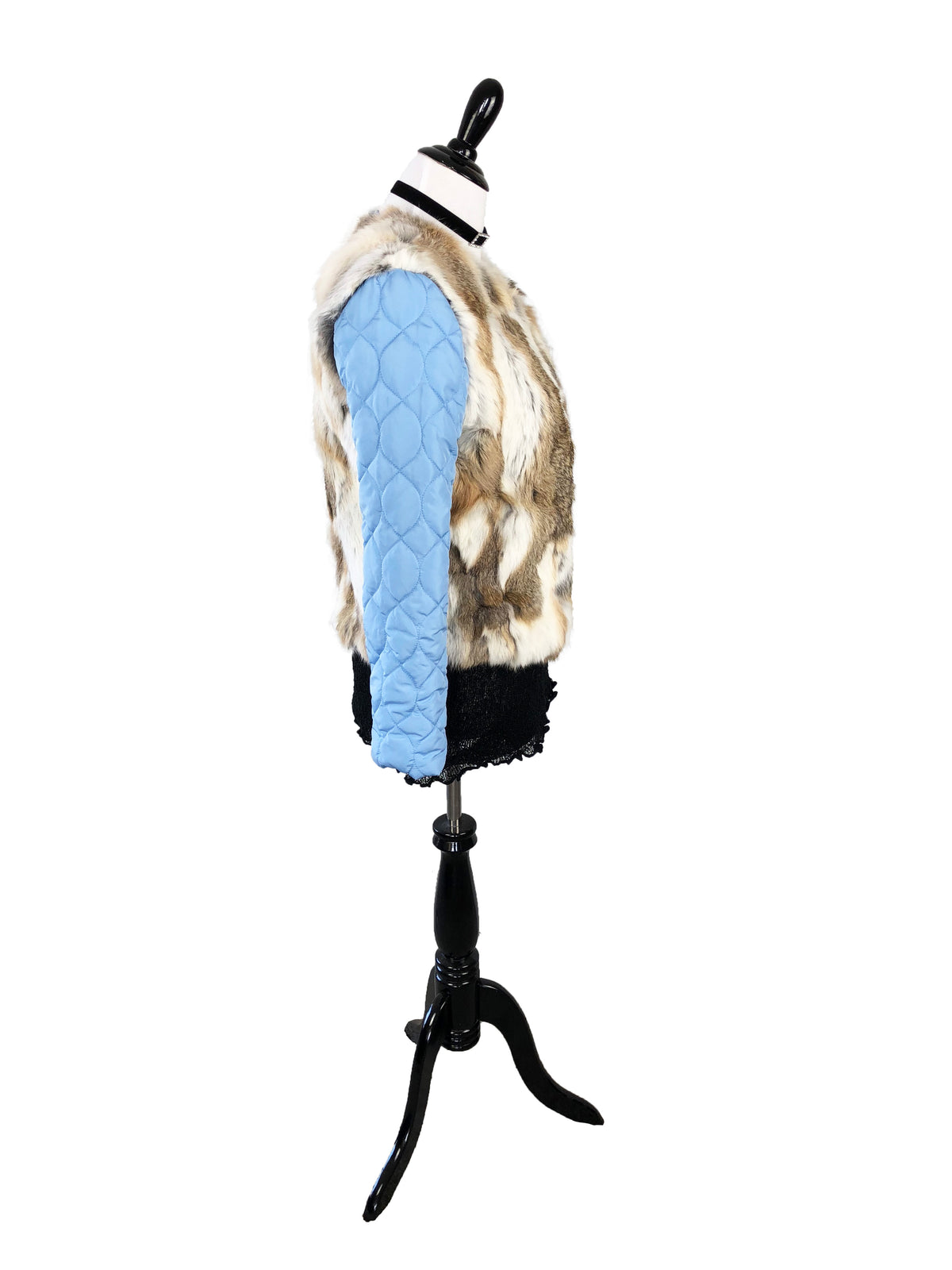 Denim and Fox Fur Jacket with Detachable Rabbit Fur Interior - paulamariecollection