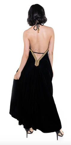 Monte Carlo Velvet High Low Dress With Embellishments - paulamariecollection