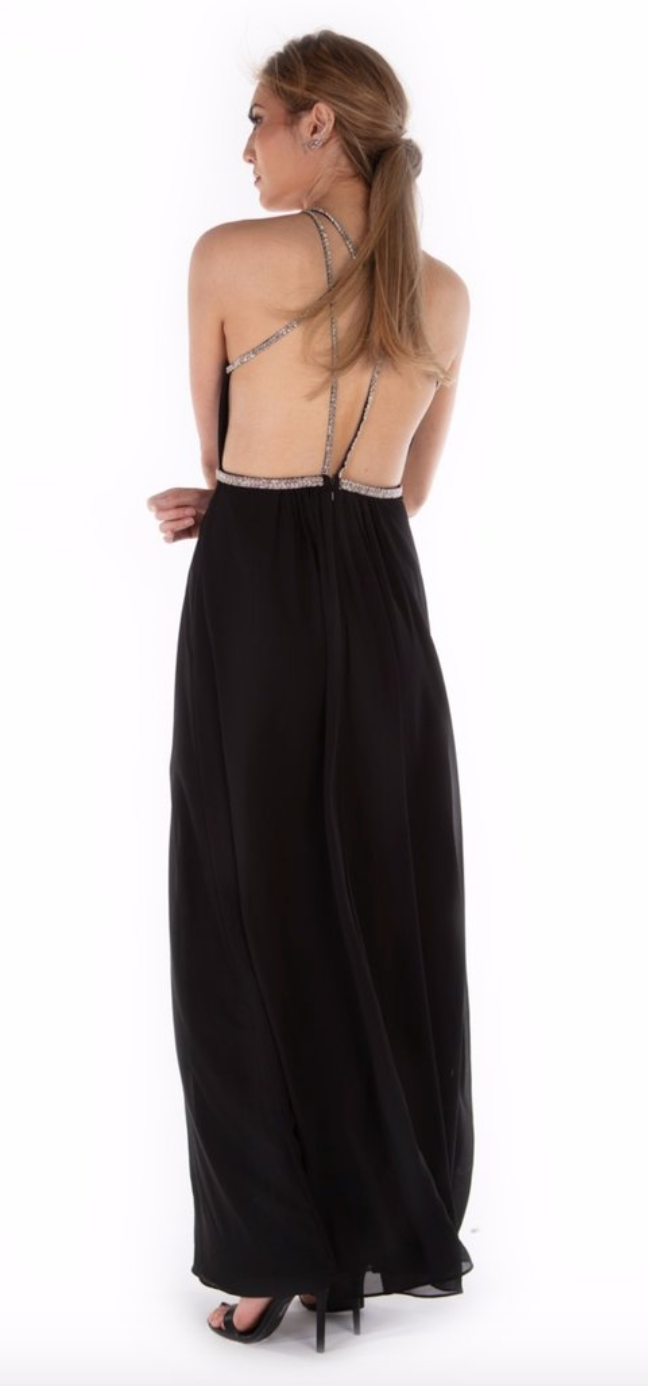 Diamante Black Evening Gown Small Diamante Black Evening Gown Small
