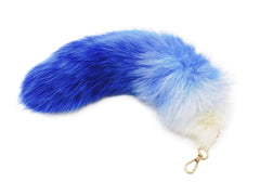 Blue and White Clip-on Fox Tail Keychain - paulamariecollection