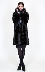 THE BOLTON Full Skin Mink Coat with Plush Silver Fox Collar - paulamariecollection