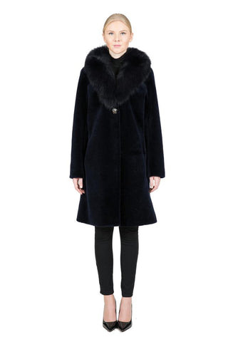 THE FENLAND Sheep Fur Coat with Detachable Fox Collar - paulamariecollection