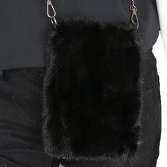 Mink Fur Black Crossbody Purse - paulamariecollection
