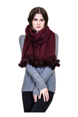 THE ZELL Cashmere Scarf with Mink Fur Poms - paulamariecollection