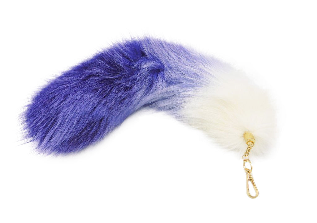 Purple and White Clip-on Fox Tail - paulamariecollection