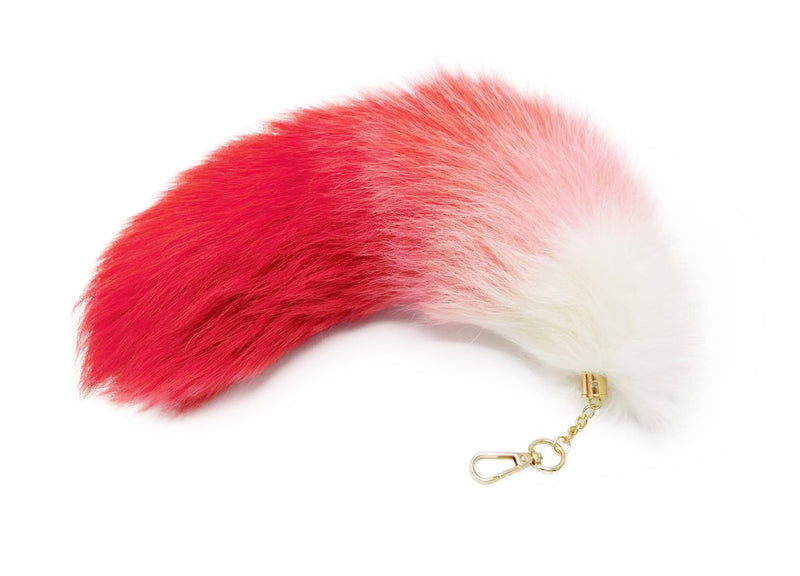 Red and White Clip-on Fox Tail Keychain - paulamariecollection