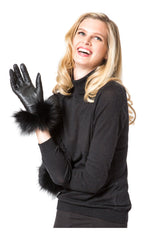 THE TULA Short Leather Gloves with Fox Trim - paulamariecollection